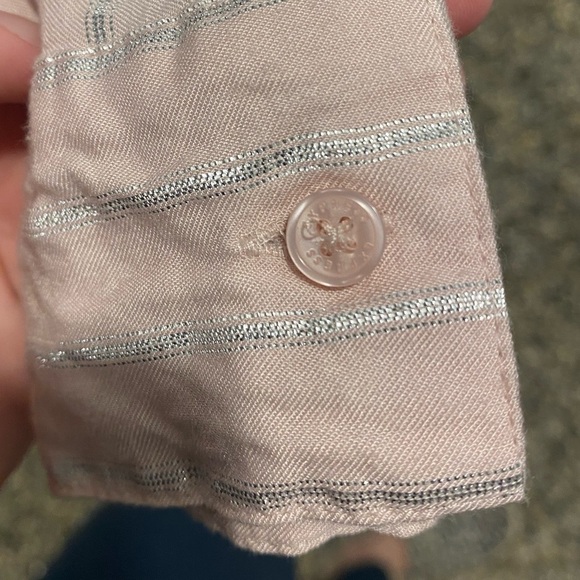 {Express} pink & metalic stripe long sleeved blouse - Picture 3 of 5